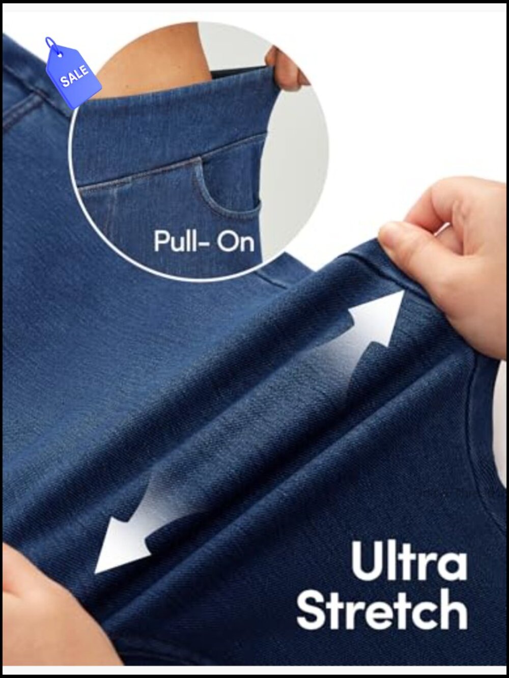 High Waisted Pull On Capri Jeans with Pockets Wide Leg - Picture 4 of 6